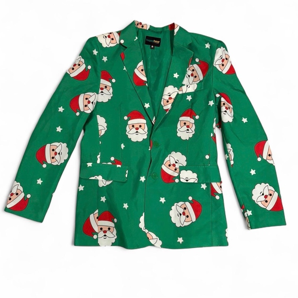 Festive Green Santa Print Suit